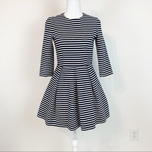 Gap stripe fit and flare dress 3/4 sleeves
